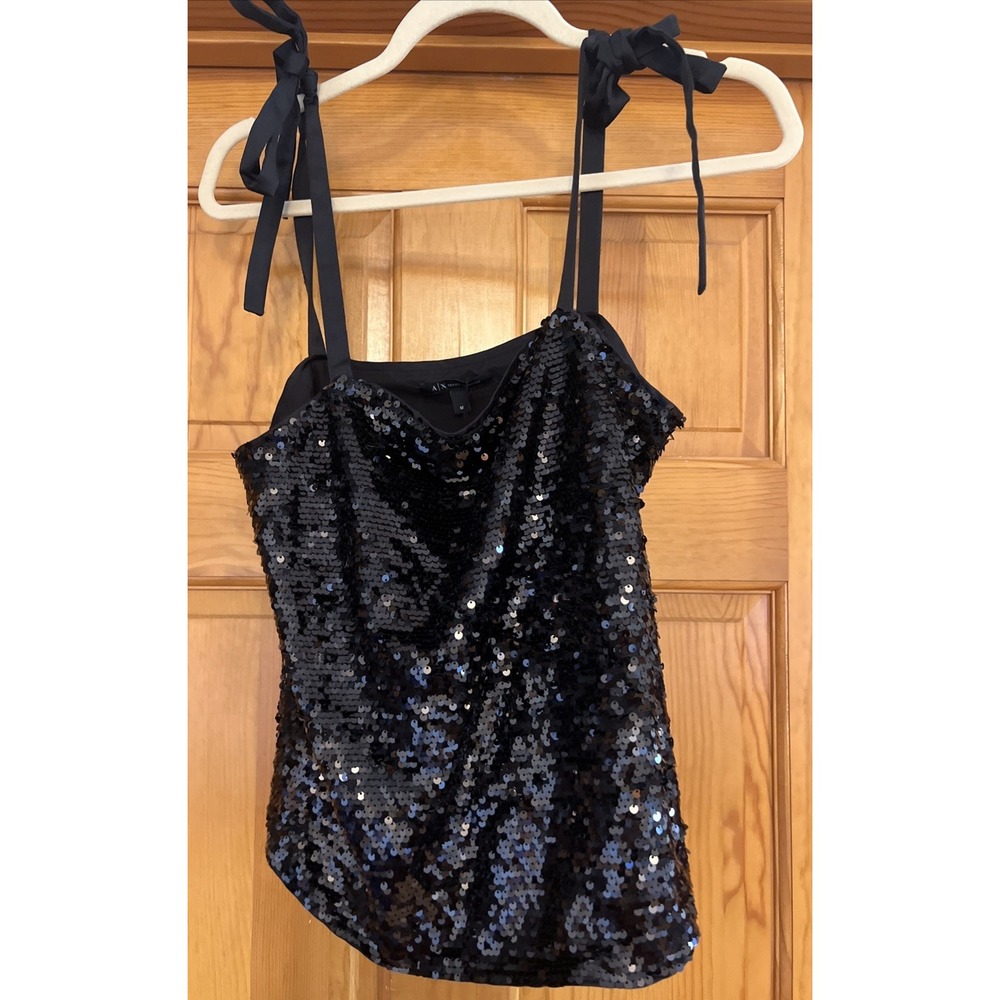 A|X ARMANI EXCHANGE Women's Black Sequins Top Sz Medium